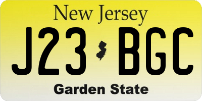 NJ license plate J23BGC