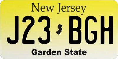 NJ license plate J23BGH