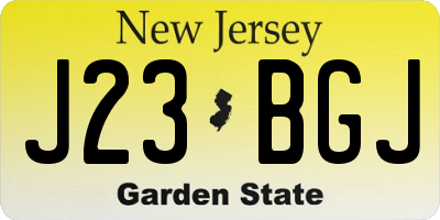 NJ license plate J23BGJ
