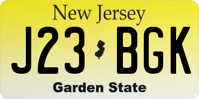 NJ license plate J23BGK