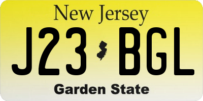 NJ license plate J23BGL