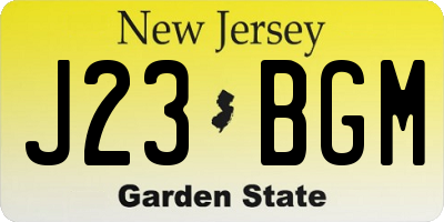 NJ license plate J23BGM