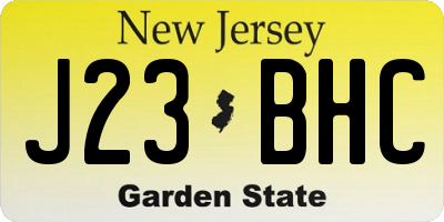 NJ license plate J23BHC