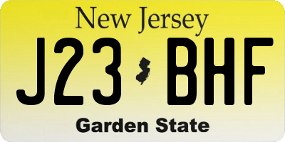 NJ license plate J23BHF