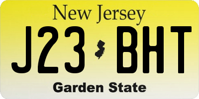 NJ license plate J23BHT