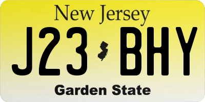 NJ license plate J23BHY