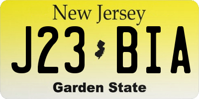 NJ license plate J23BIA