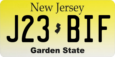 NJ license plate J23BIF
