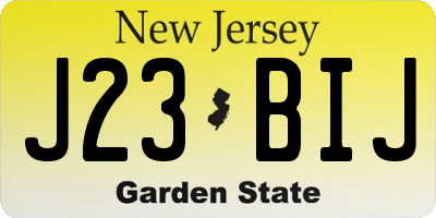 NJ license plate J23BIJ