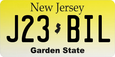 NJ license plate J23BIL