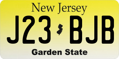 NJ license plate J23BJB