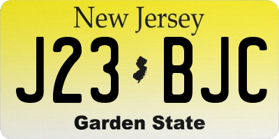 NJ license plate J23BJC