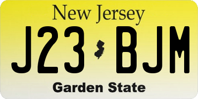 NJ license plate J23BJM