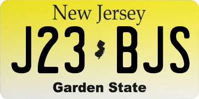 NJ license plate J23BJS