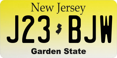 NJ license plate J23BJW