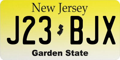 NJ license plate J23BJX