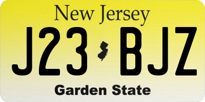 NJ license plate J23BJZ