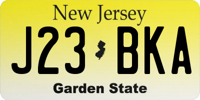 NJ license plate J23BKA