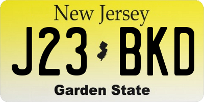 NJ license plate J23BKD