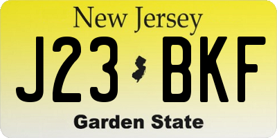 NJ license plate J23BKF