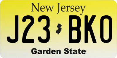NJ license plate J23BKO