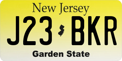 NJ license plate J23BKR