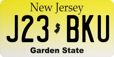 NJ license plate J23BKU