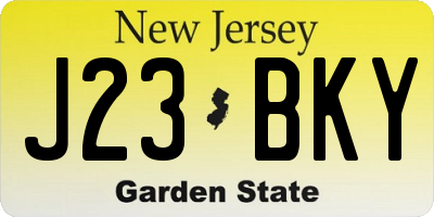 NJ license plate J23BKY