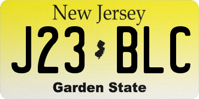 NJ license plate J23BLC