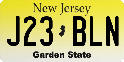 NJ license plate J23BLN
