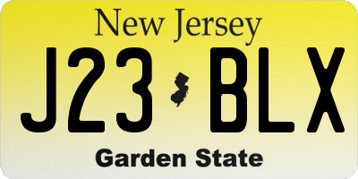 NJ license plate J23BLX