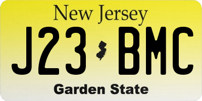 NJ license plate J23BMC