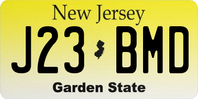 NJ license plate J23BMD