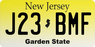 NJ license plate J23BMF