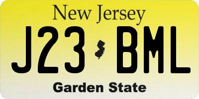 NJ license plate J23BML