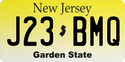 NJ license plate J23BMQ