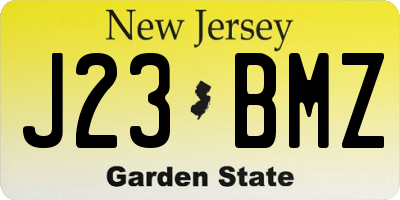 NJ license plate J23BMZ
