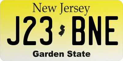 NJ license plate J23BNE