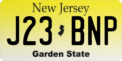NJ license plate J23BNP