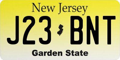 NJ license plate J23BNT