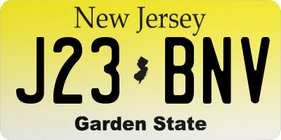 NJ license plate J23BNV