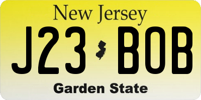 NJ license plate J23BOB