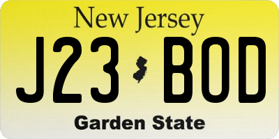 NJ license plate J23BOD