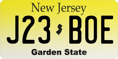 NJ license plate J23BOE