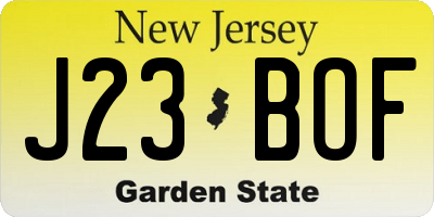 NJ license plate J23BOF
