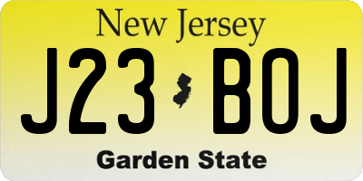 NJ license plate J23BOJ