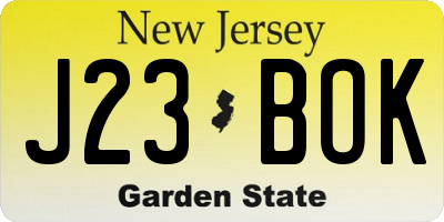 NJ license plate J23BOK