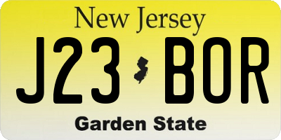 NJ license plate J23BOR