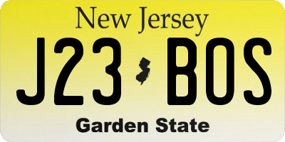 NJ license plate J23BOS