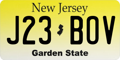 NJ license plate J23BOV